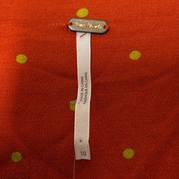 Free People All Yours Orange Yellow Polka Dot Statement Sleeve Tie Dress Size 10 - Picture 5 of 6